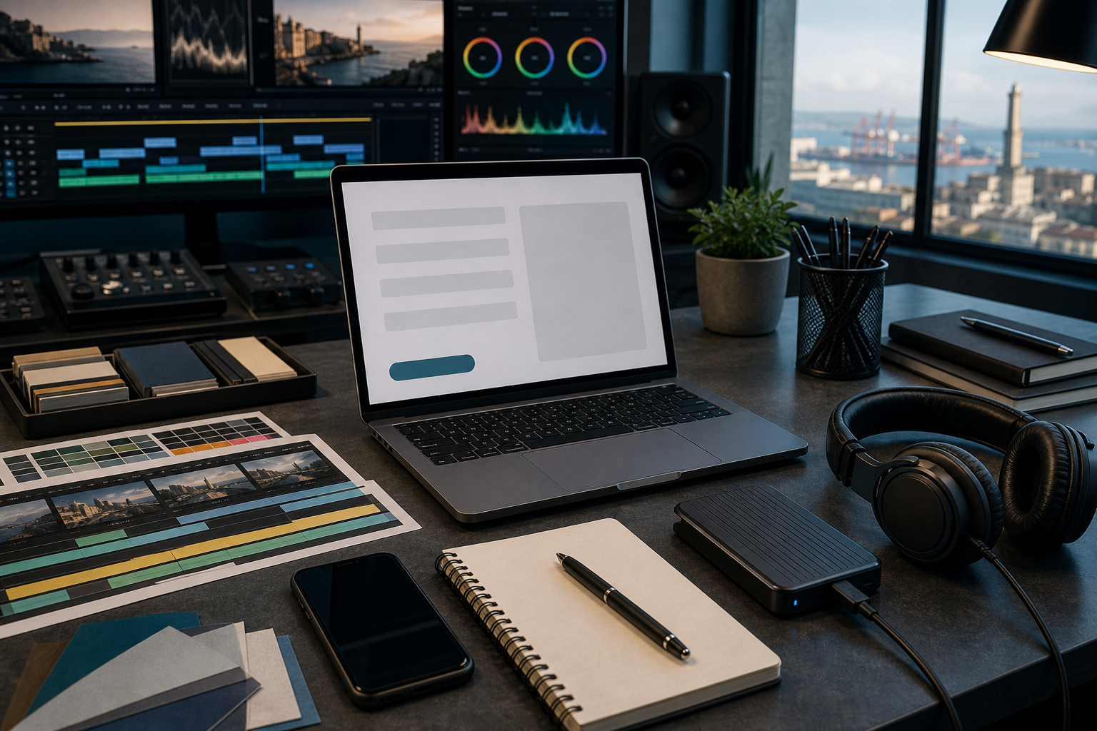 Postazione di contatto dello studio di editing video