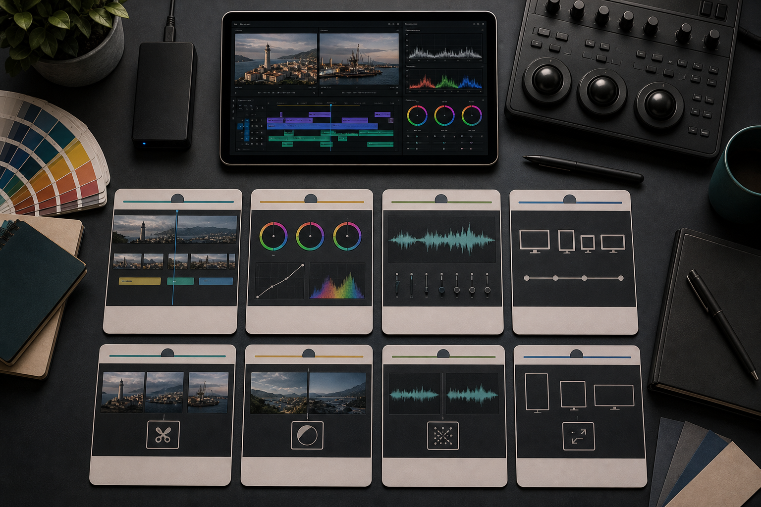 Moduli di montaggio video su una console di editing